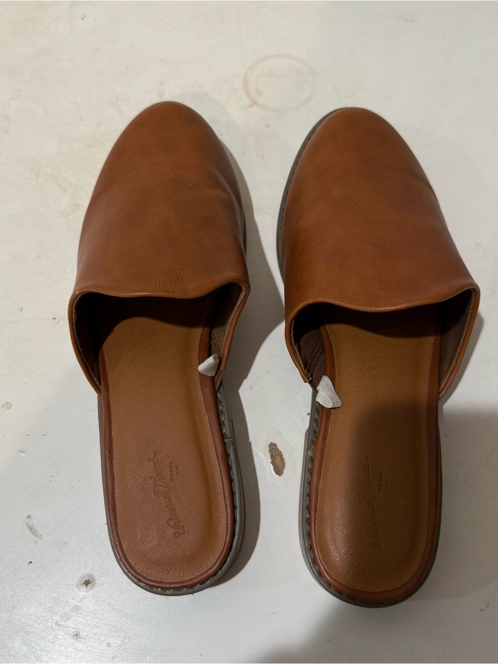 Madewell Cognac Leather Slip-On Mules